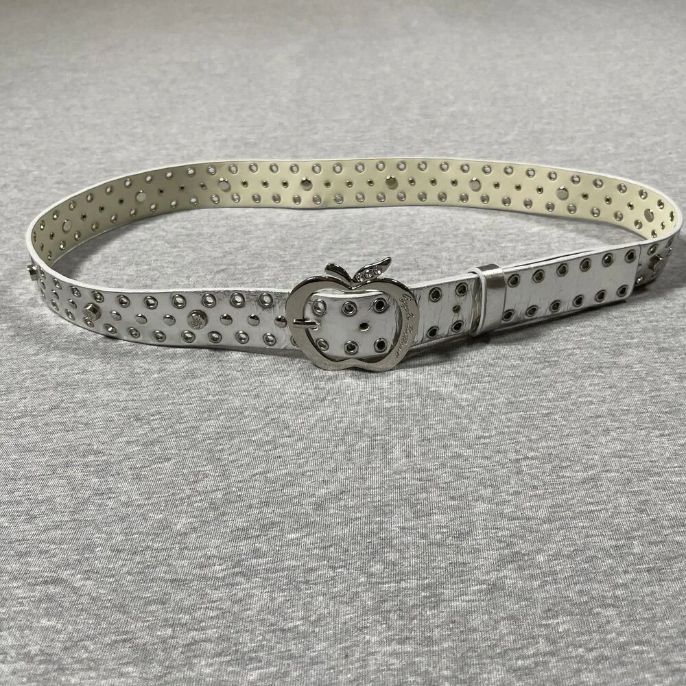 Apple Bottoms Belt Womens Large Silver Studded Logo Casual